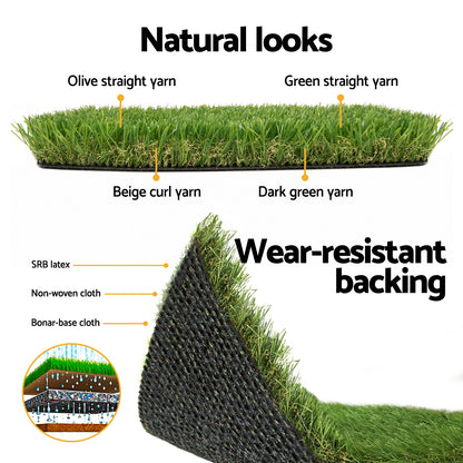 Primeturf Artificial Grass 30mm 2mx5m Synthetic Fake Lawn Turf Plastic Plant 4-coloured