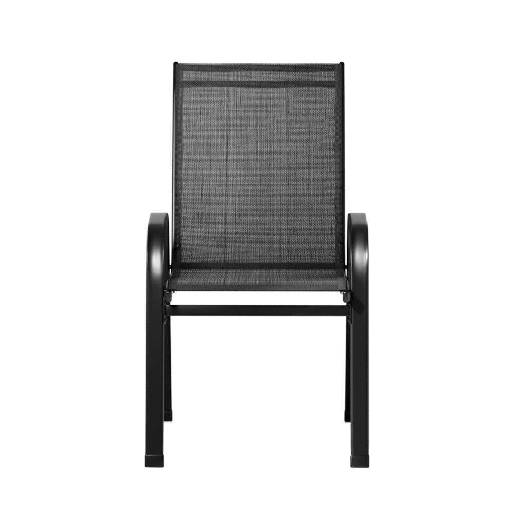 Gardeon 6PC Outdoor Dining Chairs Stackable Lounge Chair Patio Furniture Black