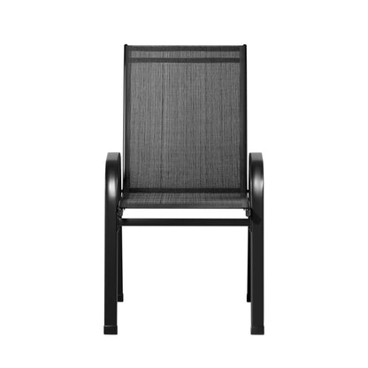 Gardeon 6PC Outdoor Dining Chairs Stackable Lounge Chair Patio Furniture Black