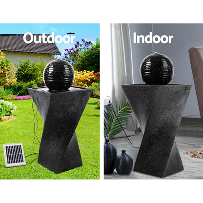 Gardeon Solar Water Feature with LED Lights Black 85cm