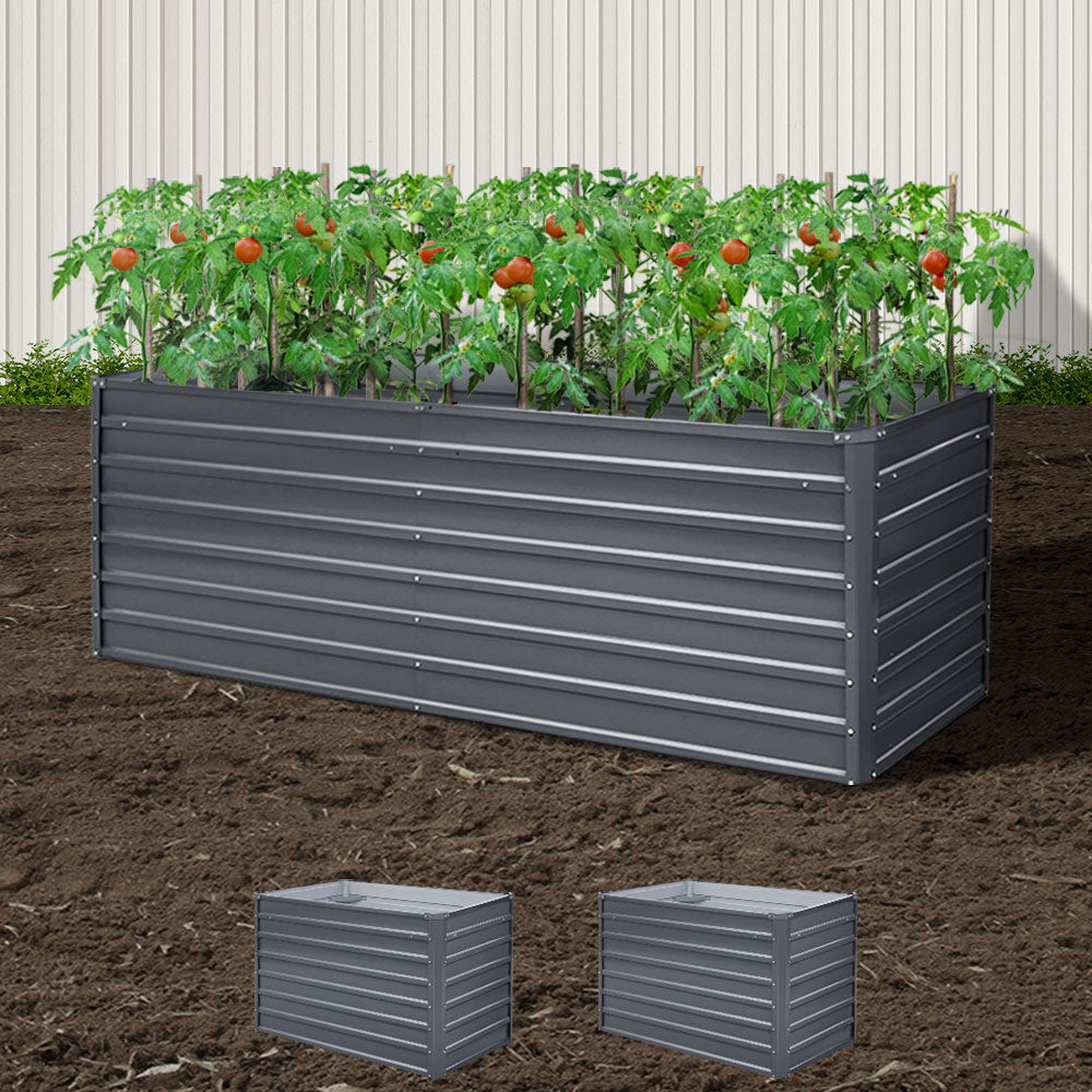 Greenfingers Garden Bed 240x80x77cm Planter Box Raised Container Galvanised Herb