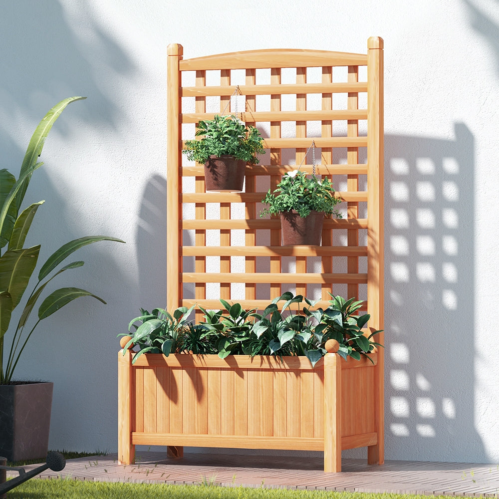 Greenfingers Garden Bed Wooden 64x35x115cm Planter Raised Box Container Trellis