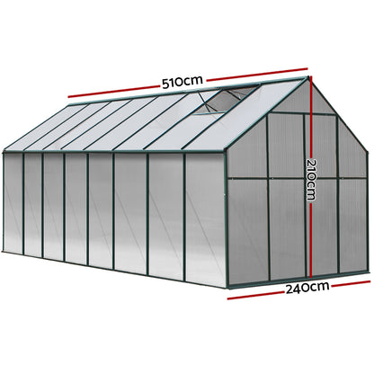 Greenfingers Greenhouse 5.1x2.44x2.1M Aluminium Polycarbonate Green House Garden Shed