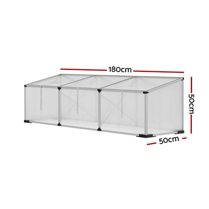 Greenfingers Greenhouse 180x50x50CM Cold Frame Plant Grow Aluminium Polycarbonate Green House