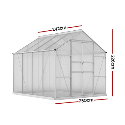 GMC Greenhouse 2.48x1.89x2M Aluminium Polycarbonate Green House Garden Shed