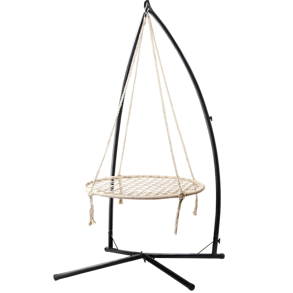 Gardeon Hammock Chair Nest Web Outdoor Swing with Steel Stand 100cm