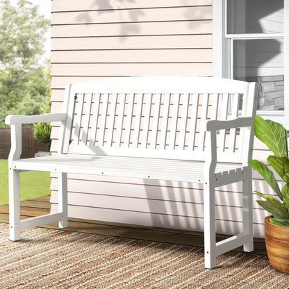 Gardeon Outdoor Garden Bench Wooden 2 Seater Lounge Chair Patio Furniture White