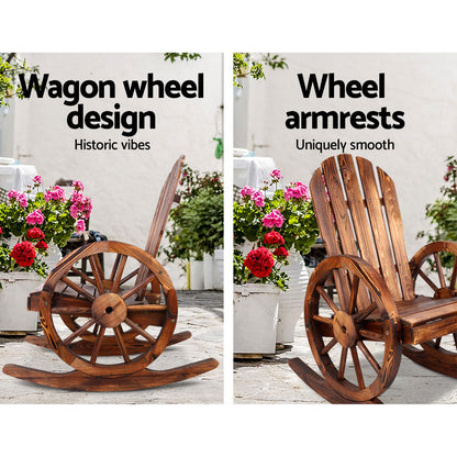 Gardeon Wagon Wheels Rocking Chair - Brown