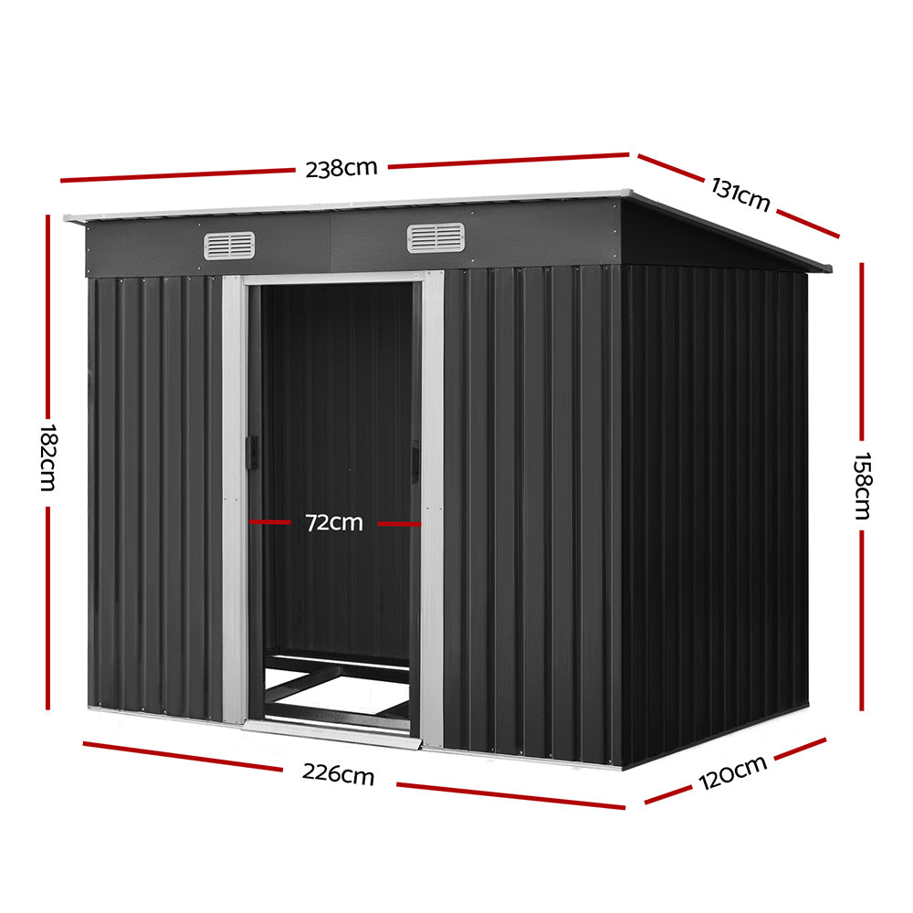 Giantz Garden Shed 2.38x1.31M w/Metal Base Sheds Outdoor Storage Tool Workshop Sliding Door