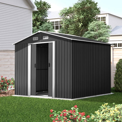 Giantz Garden Shed 2.58x3.14M w/Metal Base Sheds Outdoor Storage Workshop Shelter Sliding Door