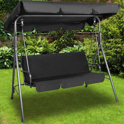 Milano Outdoor Swing Bench Seat Chair Canopy Furniture 3 Seater Garden Hammock - Black