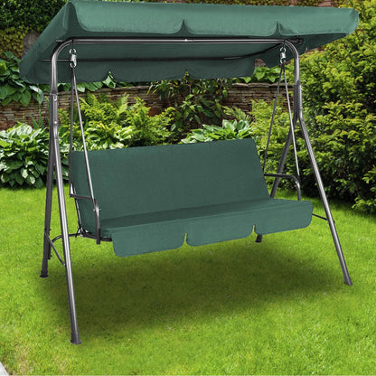 Milano Outdoor Swing Bench Seat Chair Canopy Furniture 3 Seater Garden Hammock - Dark Green