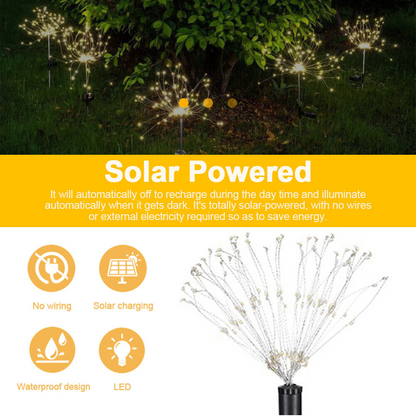 Warm White Fireworks 150 LED Fairy String Lights Starburst Solar Xmas Garden Night Lamp Hot NEW