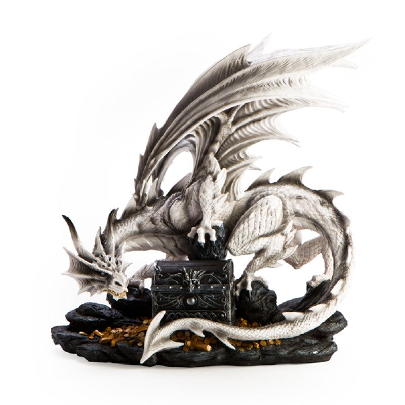 Large White Dragon Figurine Guarding Trinket Box