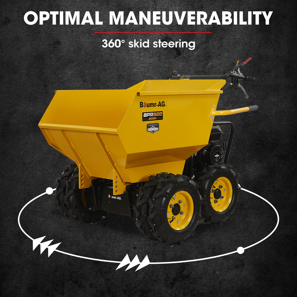 Baumr-AG 6 Wheel Motorised Wheelbarrow Dumper, Briggs & Stratton CR950 Petrol Engine, 500kg Capacity