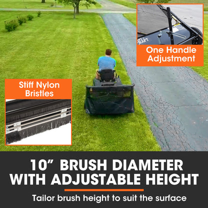 PlantCraft Lawn Sweeper 38" Wide, Tow Behind Leaf and Grass Clipping Collector, Universal Hitch for Ride on Mower, Garden Tractor