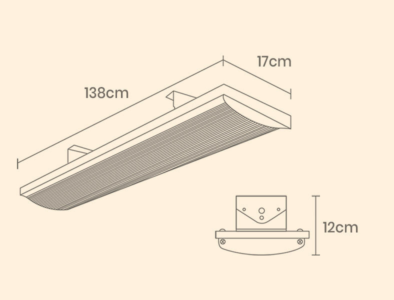 BIO Outdoor Strip Radiant Heater Alfresco 2400W Ceiling Wall Mount Heating Slimline Bar Panel