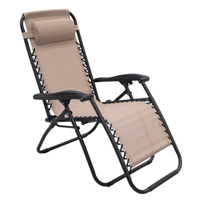 Wallaroo Zero Gravity Reclining Deck Lounge Sun Beach Chair Outdoor Folding Camping - Beige