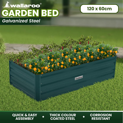 Wallaroo Garden Bed 120 x 60 x 30cm Galvanized Steel - Green