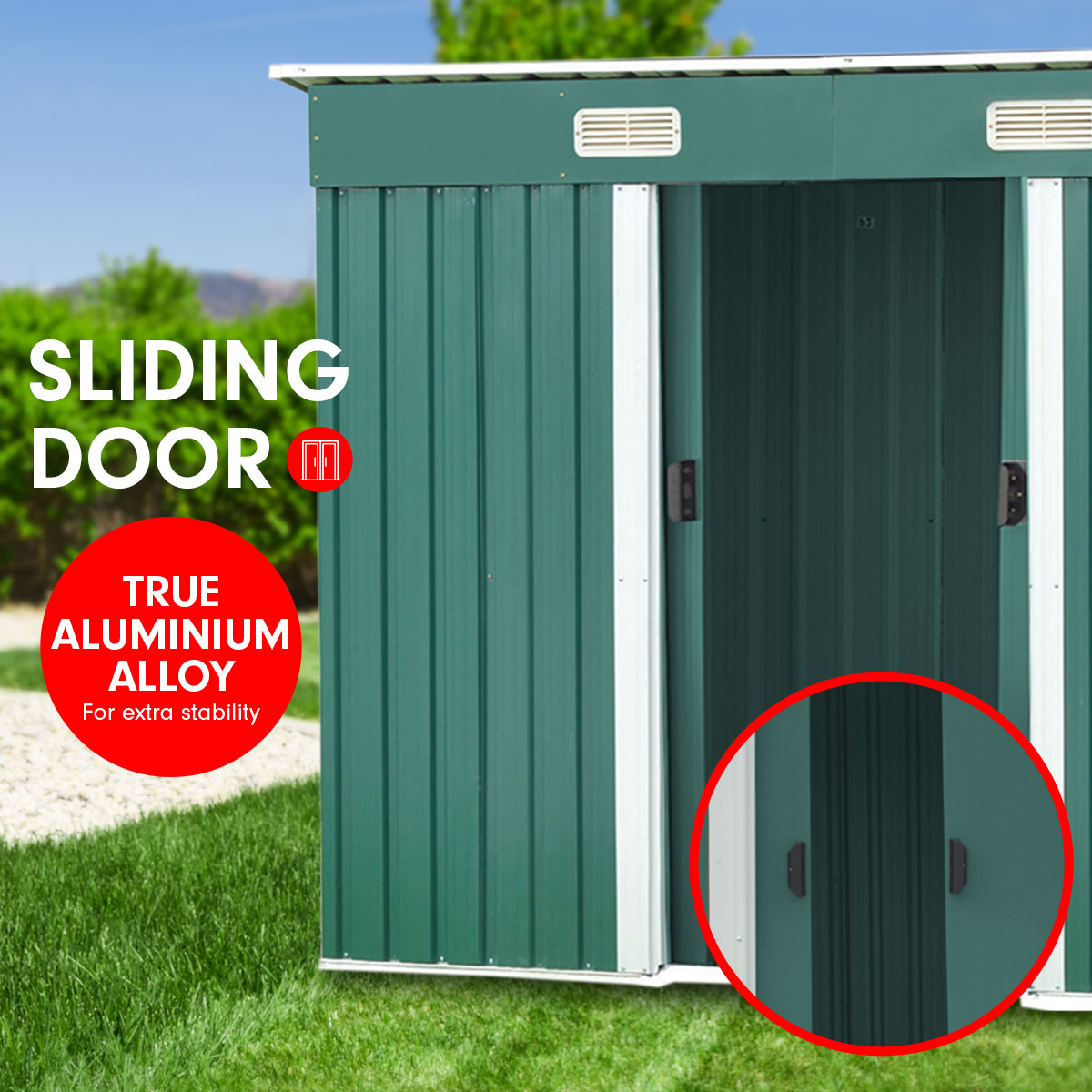 Wallaroo 4ft x 8ft Garden Shed Flat Roof Outdoor Storage - Green