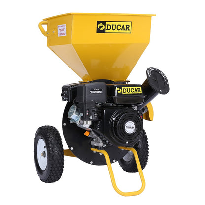 Ducar Wood Chipper Shredder Mulcher Garden 8hp Petrol Motor Upright Grinder - Yellow