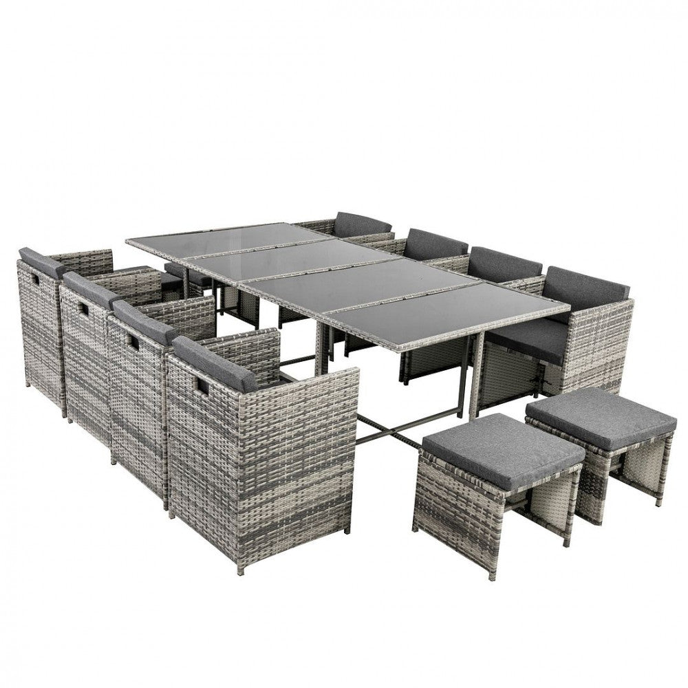 Bali 13PC Outdoor Dining Set-Grey