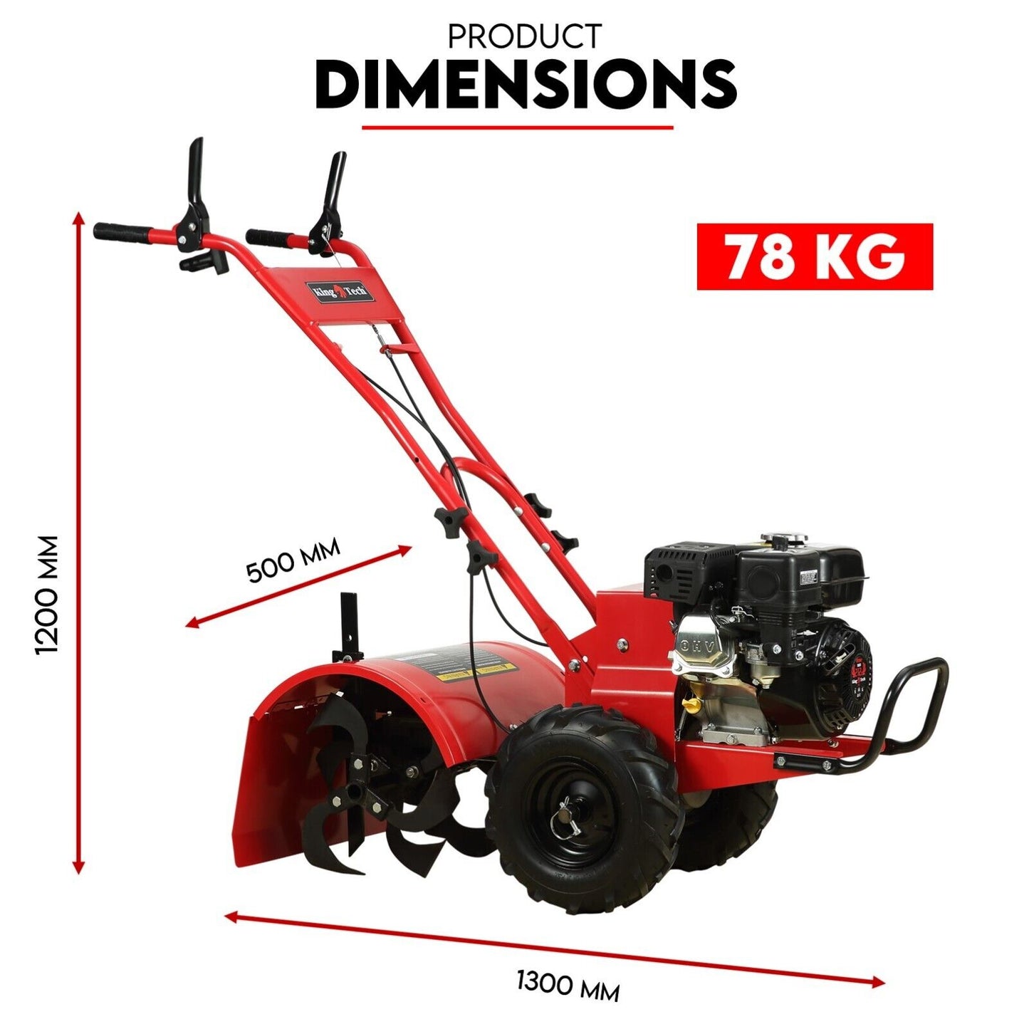 212CC Tiller Cultivator 4 Blades Rotating Tines Power Rotary Hoe Handheld