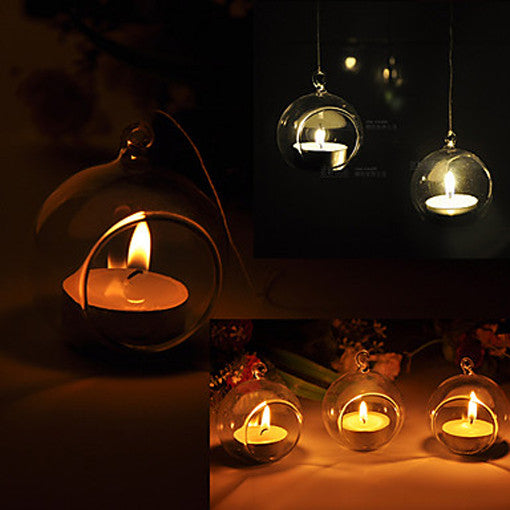 50 Wholesale Lot of Hanging Clear Glass Ball Tealight Candle Holder  - 10cm Diameter / High - Wedding Globe Decoration Terrarium Succulent Plant Mini Garden Holder Decor Craft Gift