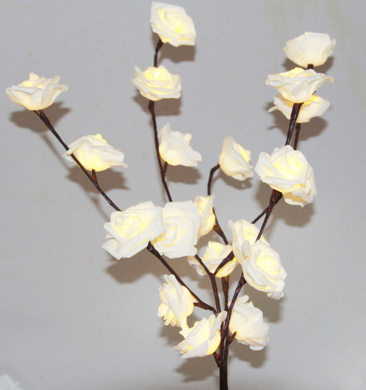 1 Set of 50cm H 20 LED White Rose Tree Branch Stem Fairy Light Wedding Event Party Function Table Vase Centrepiece Decoration