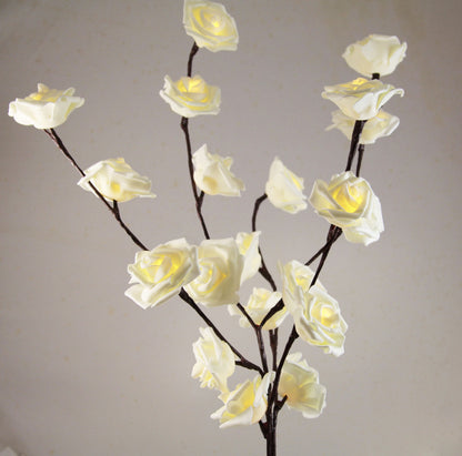 1 Set of 50cm H 20 LED White Rose Tree Branch Stem Fairy Light Wedding Event Party Function Table Vase Centrepiece Decoration