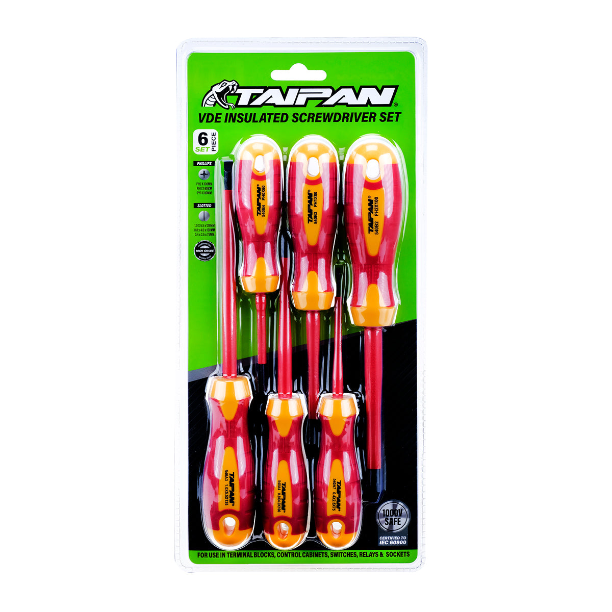 Taipan 6PCE VDE Insulated Screwdriver Set 1000V Safe Premium Quality