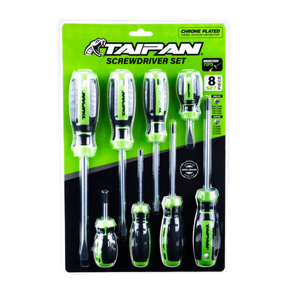 Taipan 8PCE Screwdriver Set Magnetic Tips Chrome Steel Plated Construction