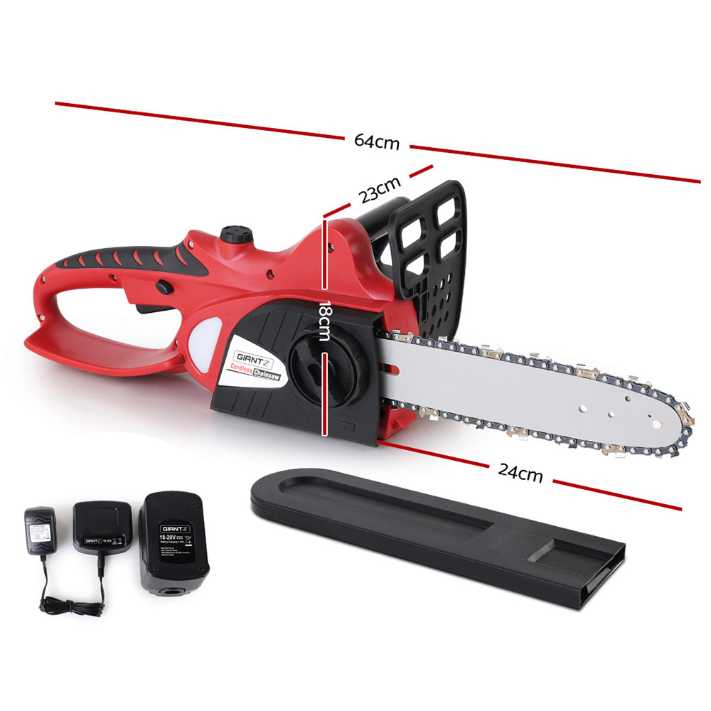 Giantz 20V Cordless Chainsaw - Black and Red