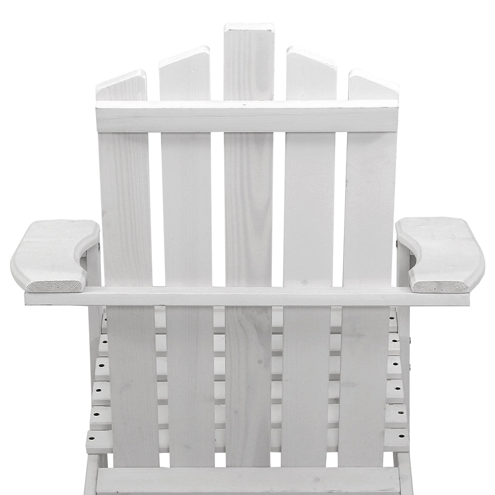 Gardeon Adirondack Outdoor Chairs Wooden Beach Chair Patio Furniture Garden White