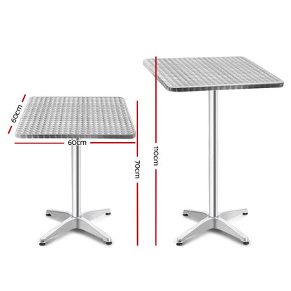 Gardeon Outdoor Bar Table Adjustable Aluminium Square 70/110cm