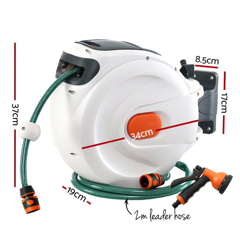 Greenfingers Retractable Hose Reel 20M Garden Water Spray Gun Auto Rewind