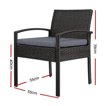 Gardeon Outdoor Dining Chairs Patio Furniture Rattan Lounge Chair Cushion Felix