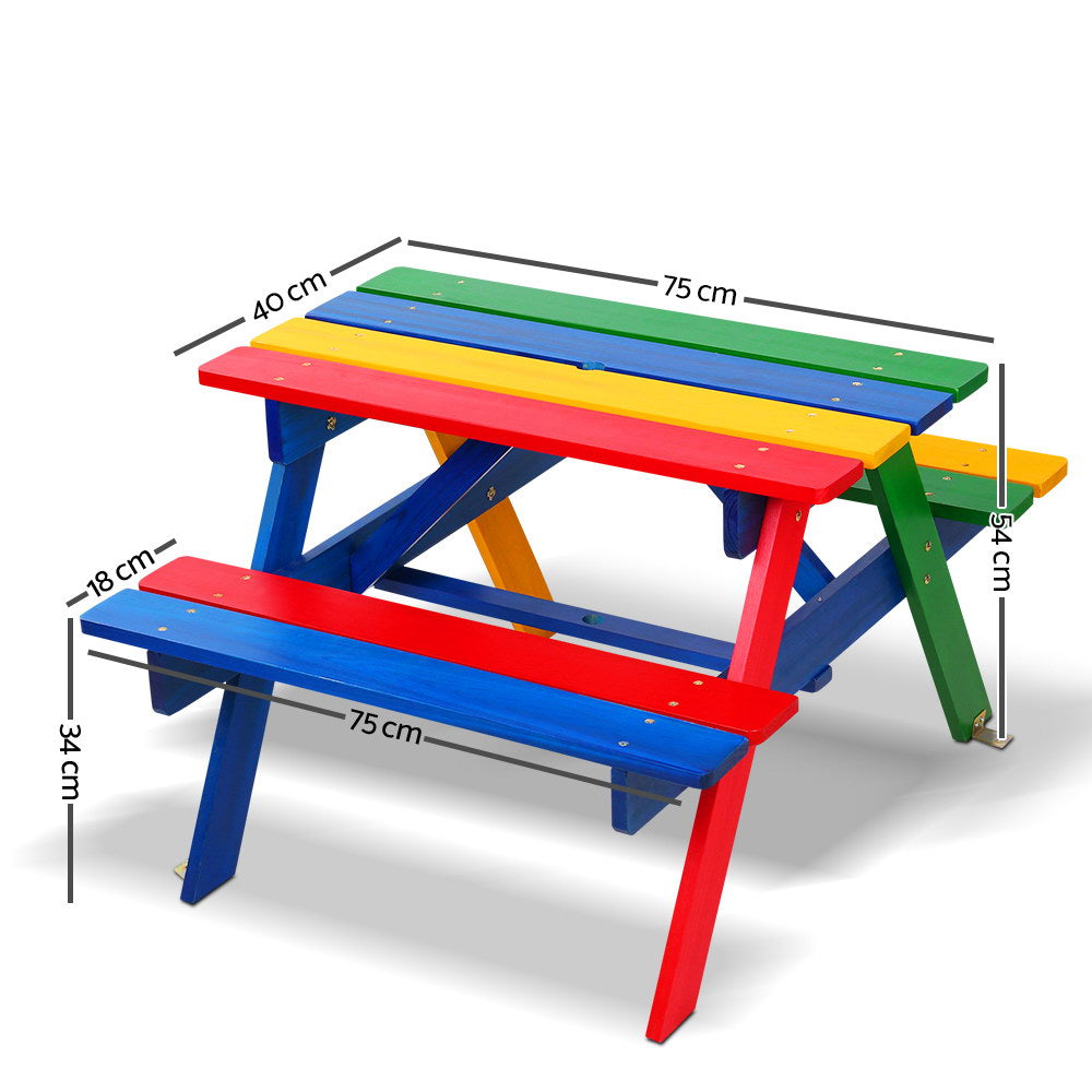 Keezi Kids Wooden Picnic Table Set with Umbrella