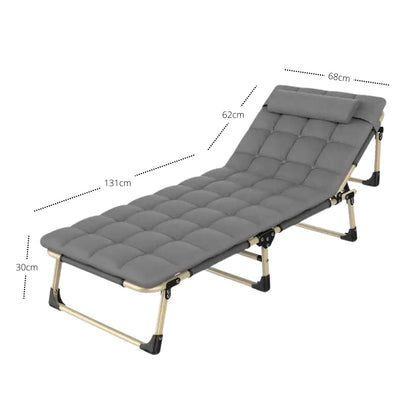 KILIROO Adjustable Portable Folding Bed with Mattress and Headrest (Grey) KR-FBM-100-KX