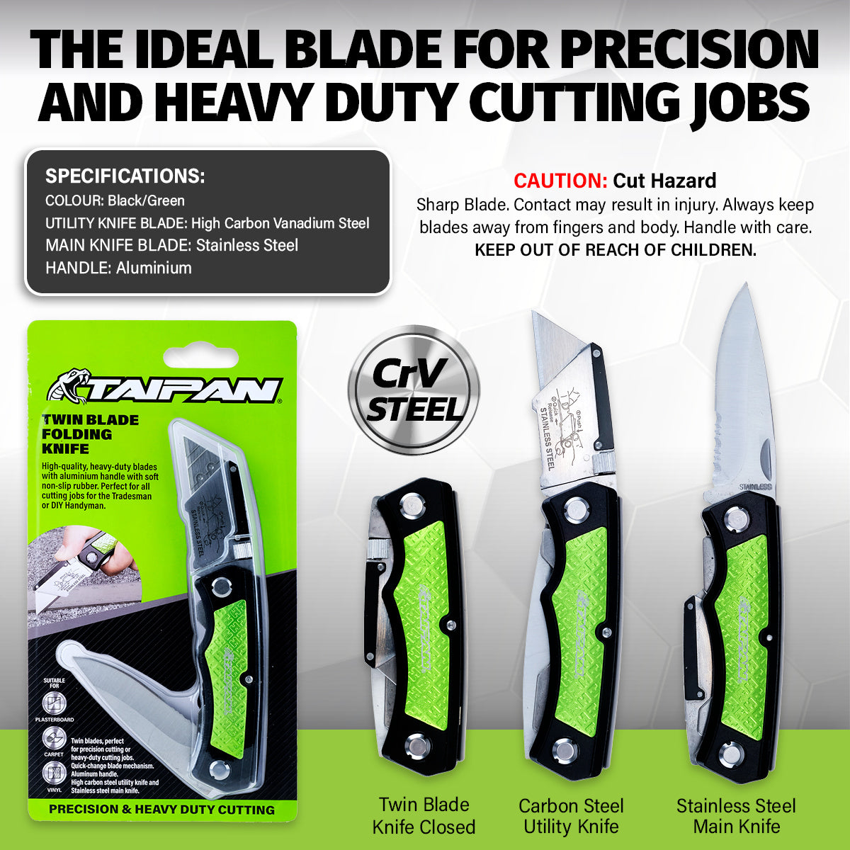 Taipan Twin Blade Folding Knife Aluminium Handle Carbon Vanadium Steel