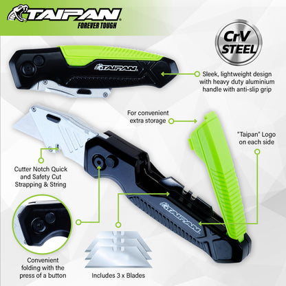 Taipan Folding Lock Back Utility Knife Premium Quality Carbon Vanadium Steel