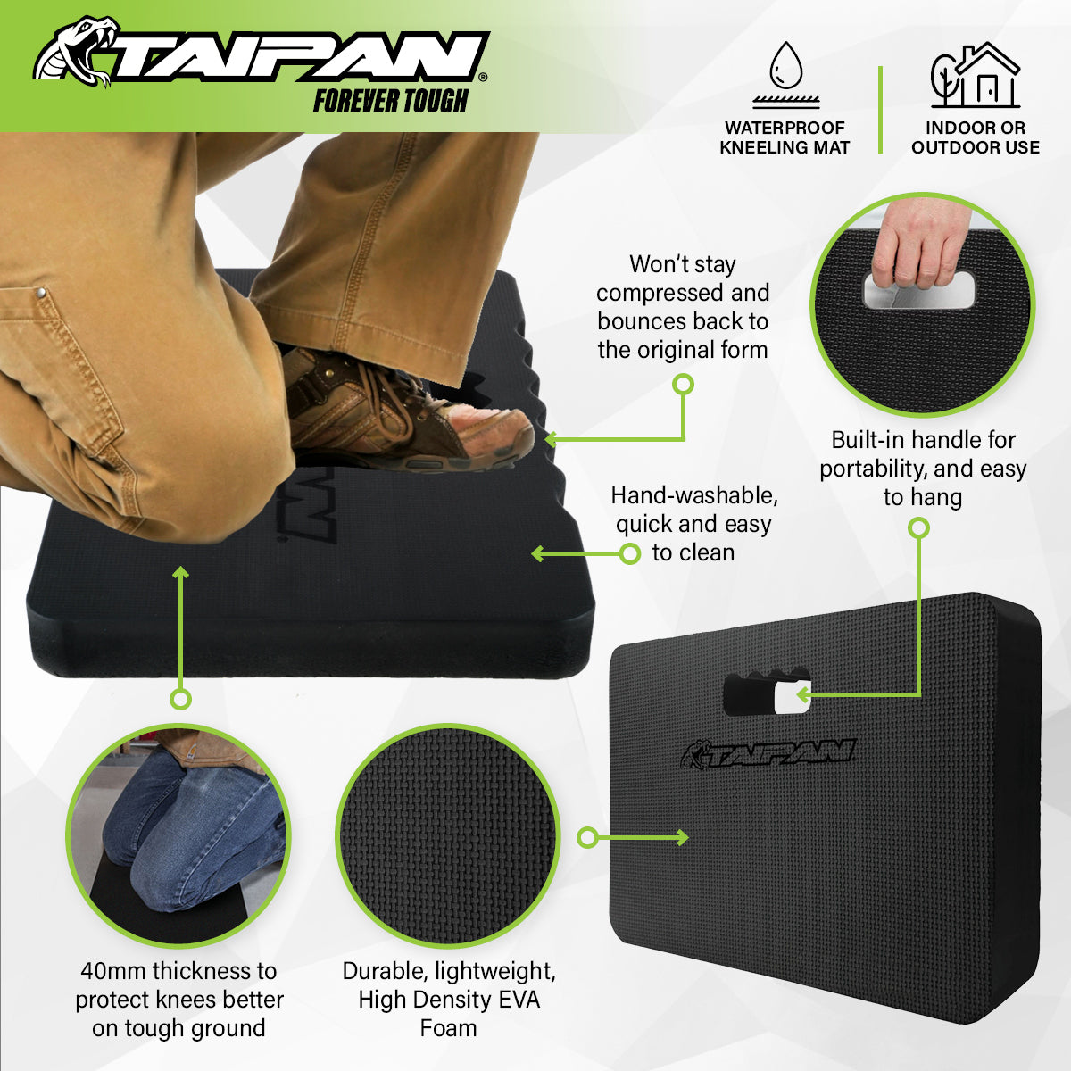 Taipan Kneeling Pad Heavy Duty High Density EVA Foam Waterproof 440 x 300mm