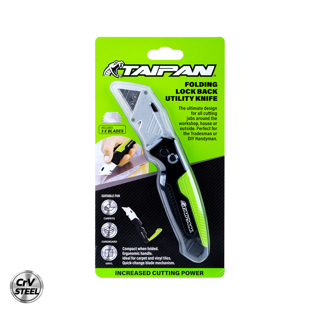 Taipan Folding Lock Back Utility Knife Premium Quality Carbon Vanadium Steel