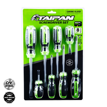 Taipan 8PCE Screwdriver Set Magnetic Tips Chrome Steel Plated Construction