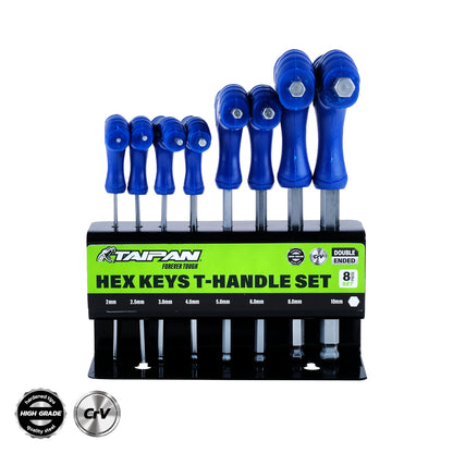 Taipan 8PCE T-Handle Set Double Ended Hex Keys Premium Quality Steel